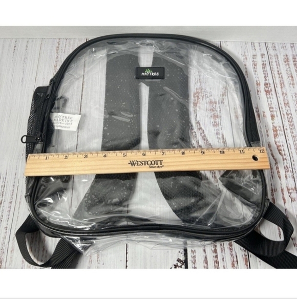 Maytree Clear Black Trimmed 12x12 Backpack Padded Straps Zipper Mesh Pocket main image 5